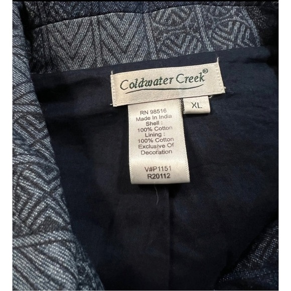 Coldwater Creek Womens Sz XL Blue Denim Beaded Embroidered Jacket Western Aztec - Picture 7 of 8